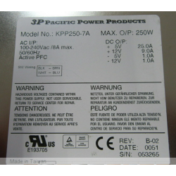 KPP250-7A - Pacific Power KPP250-7A PS/2 AT Power Supply | Cartes C...