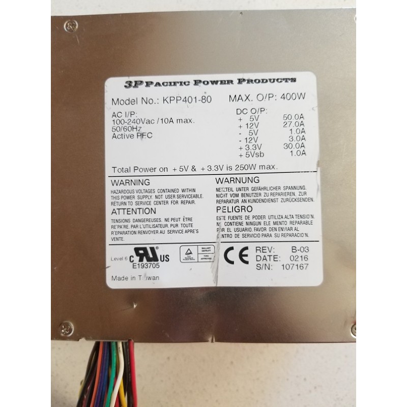 KPP401-80 - 3P Pacific KPP401-80 PS/2 ATX Power Supply | Embedded C...